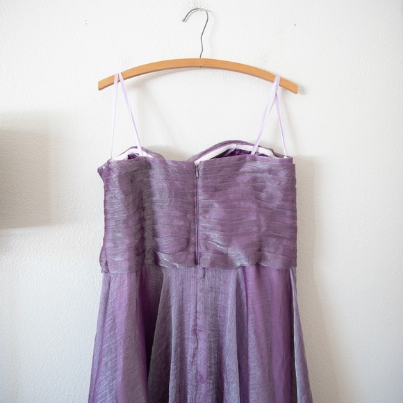 LA FEMME Strapless Purple Metallic Organza Gown - Picture 5 of 6